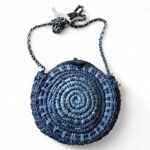 *NWT* INC Woven Raffia Circle Crossbody Bag Blue